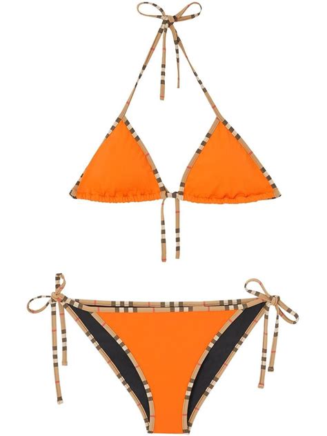 women 2 piece burberry swimsuit|Burberry orange bikini.